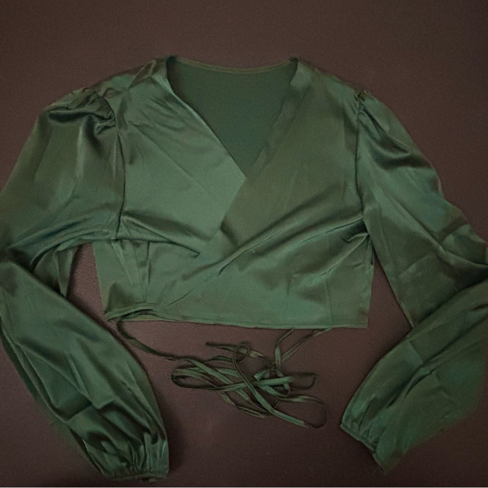 Elegant Green Wrap Top